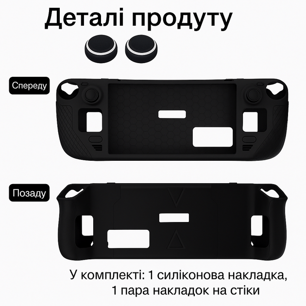 Силиконовый чехол-бампер Farad для Steam Deck и Steam Deck OLED, противоударный, с накладками на стики, чёрный - изображение 4
