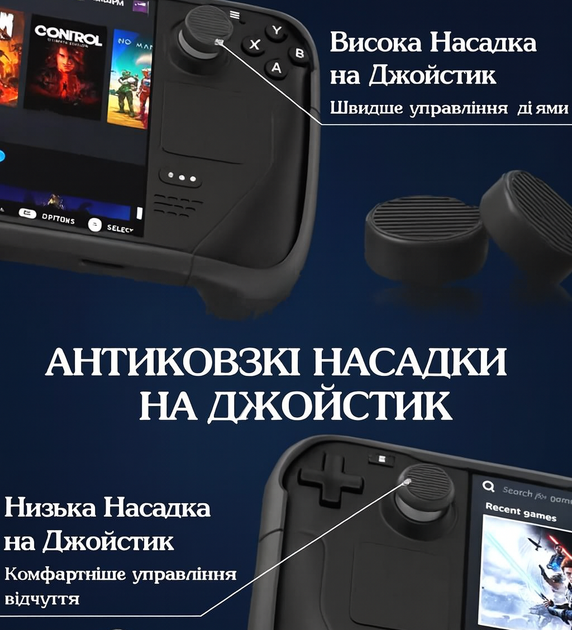 Захисний бампер-чохол Triforce для Steam Deck з підставкою та 4 накладками на стики, силіконовий, чорний - Фото 7 Захисний бампер-чохол Triforce для Steam Deck з підставкою та 4 накладками на стики, силіконовий, чорний - зображення 7