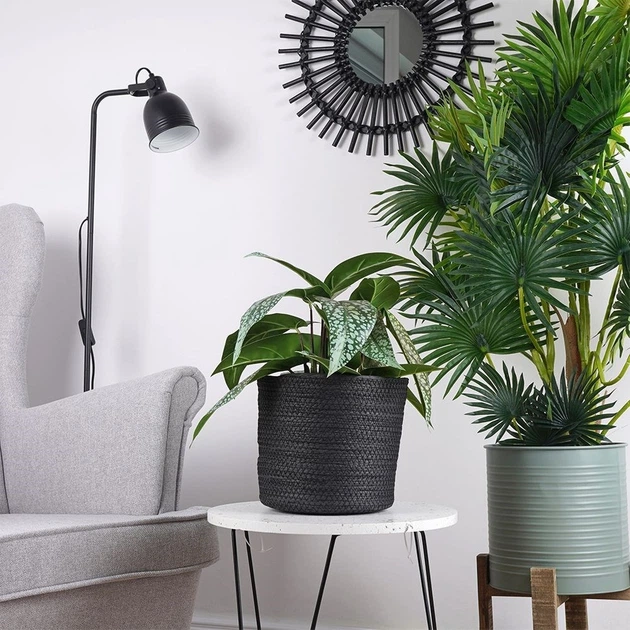 Osłonka na doniczkę Vilde 23 x 22 cm Czarna - obraz 5