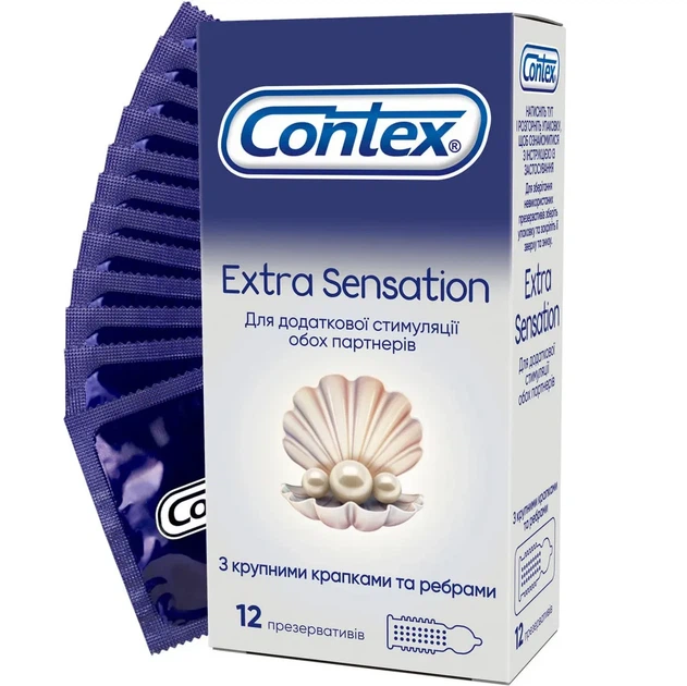 Презервативы Contex Extra Sensation с точками и ребрами 12 шт. - Фото 1 Презервативы Contex Extra Sensation с точками и ребрами 12 шт. - изображение 1