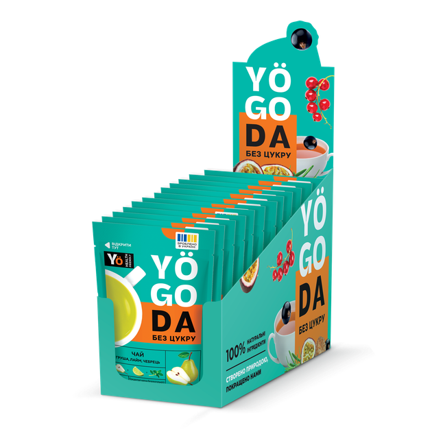Чай «Груша, лайм та чебрець» YOGODA Без цукру 12шт х 50г ШоуБокс 002853 - Фото 2 Чай «Груша, лайм та чебрець» YOGODA Без цукру 12шт х 50г ШоуБокс 002853 - зображення 2