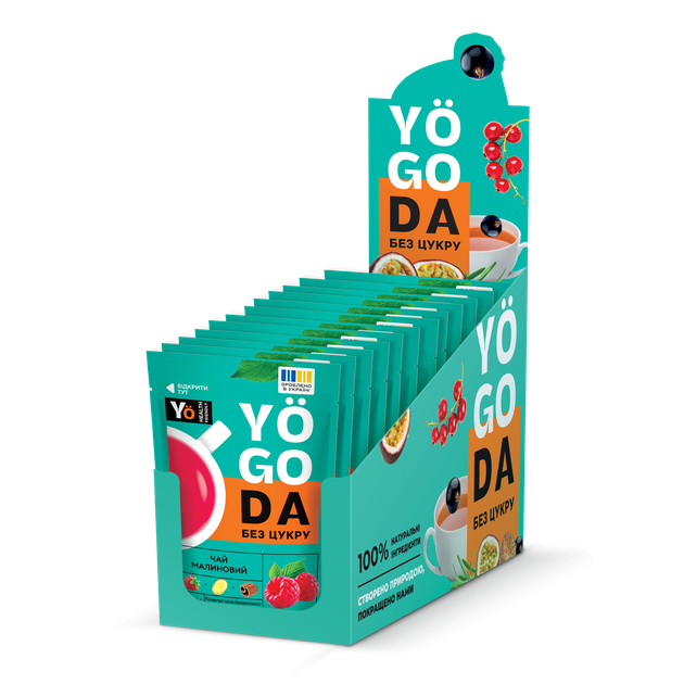 Чай «Малиновий» YOGODA Без цукру 12шт х 40г ШоуБокс 002852 - изображение 3