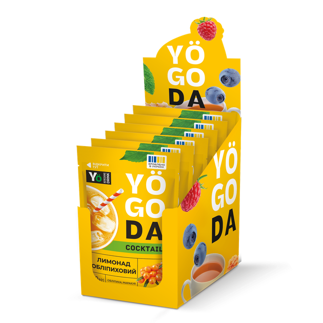 Напій «Лимонад обліпиховий» YOGODA Коктейль 6шт х 50г ШоуБокс 002992 - изображение 3