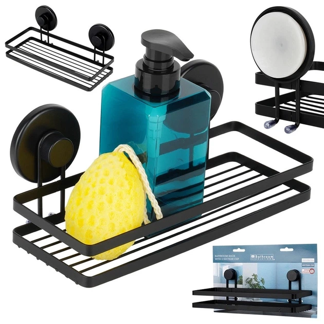 Półka pod prysznic Bathroom Solutions 567008 na przyssawki metalowa 25 x 10 x 8.5 cm Czarna (8721037111713) - obraz 5