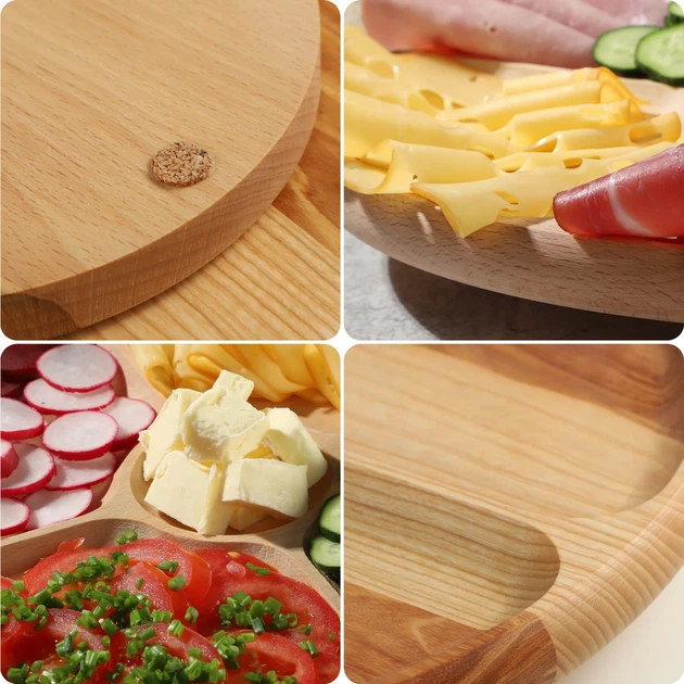 Taca do serwowania przekąsek Kadax obrotowa z drewna naturalnego 33.5 cm (5903699481264) - obraz 7