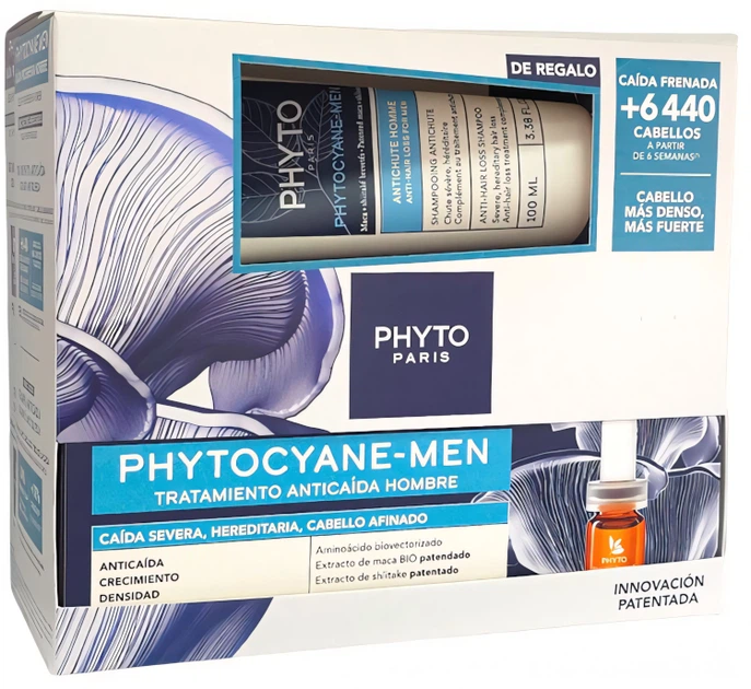 Набір для догляду за волоссям Phyto Phytocyane Men Ампули 12х5 мл + Шампунь 100 мл (3701436935528) - зображення 2