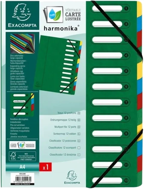 Teczka z gumką Exacompta Cardboard A4 1 szt Zielona 55123E (3130630551232) - obraz 2