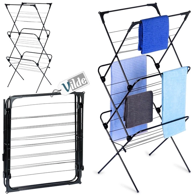 Сушарка для білизни Vilde 568003 металева вертикальна 61 x 58 x 136 см Чорна (5904316471927) - зображення 6