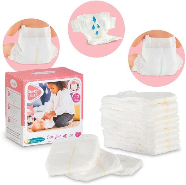 Набір підгузків для ляльок Corolle Mon Grand Poupon 12 шт 9000141550 (4062013141558) - зображення 3