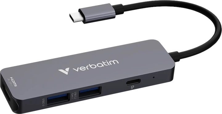 USB-хаб Verbatim USB-C Essentials Multiport Hub 4 Port Grey (0023942321552) - зображення 2
