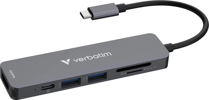 Hub USB Verbatim USB-C Essentials Multiport Hub 6 Port Grey (0023942321569) - obraz 2