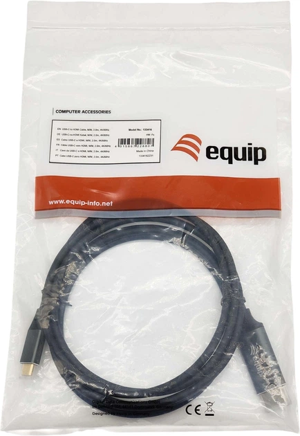 Кабель Equip USB Type-C Male to HDMI Male 2 м Black (133416) - зображення 4
