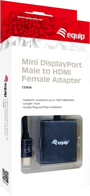 Адаптер Equip mini-DisplayPort Male to HDMI Female 0.15 м Black (133434) - зображення 4