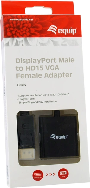 Адаптер Equip DisplayPort Male to VGA Female 0.15 м Black (133435) - зображення 4