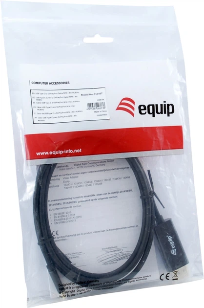 Кабель Equip DisplayPort Male to USB Type-C Male 1.8 м Black (133467) - зображення 4