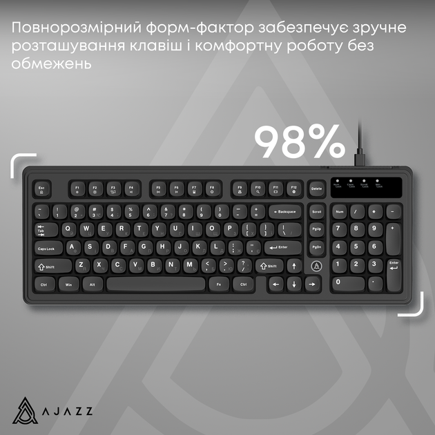 Клавиатура проводная Ajazz AF98 USB Black (AF98-B) - изображение 8
