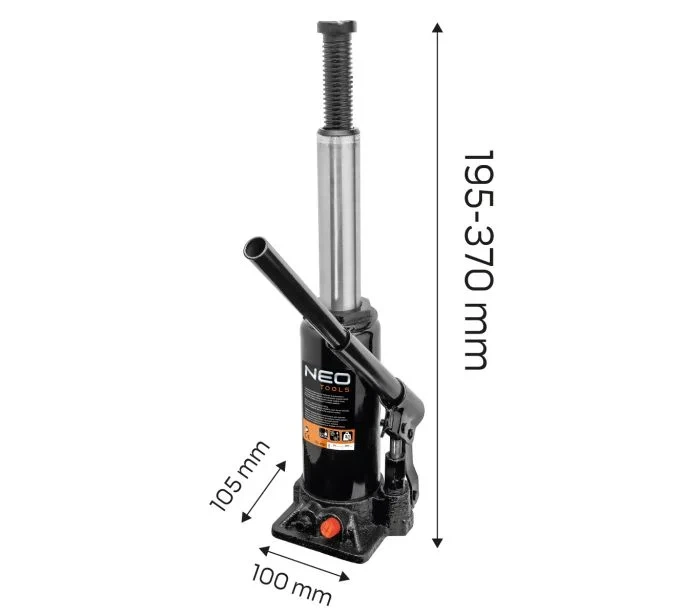 Домкрат гідравлічний пляшковий, 3 т, 195-370 мм(NEO) NEO TOOLS 10451 - изображение 2