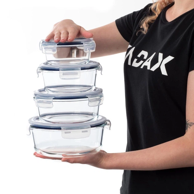 Набір контейнерів для їжі Kadax скляні з кришками та ущільнювачами 4 шт (5903699483220) - зображення 6