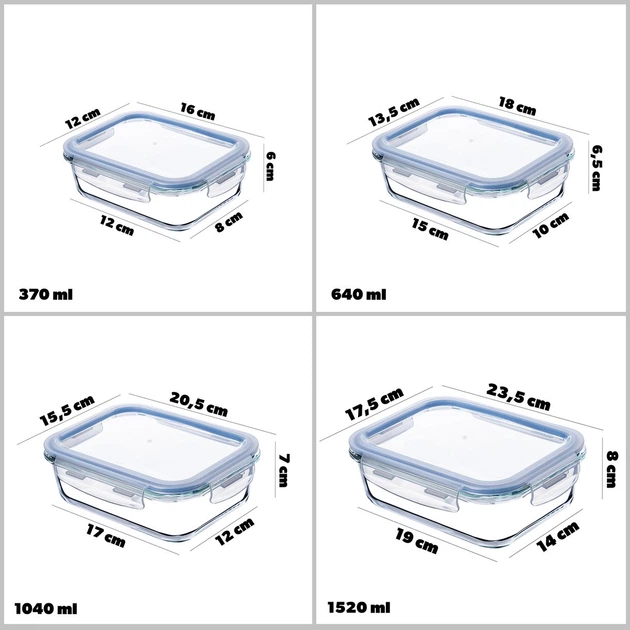 Zestaw szklanych pojemników Kadax z pokrywkami 12 szt (5903699483237) - obraz 3