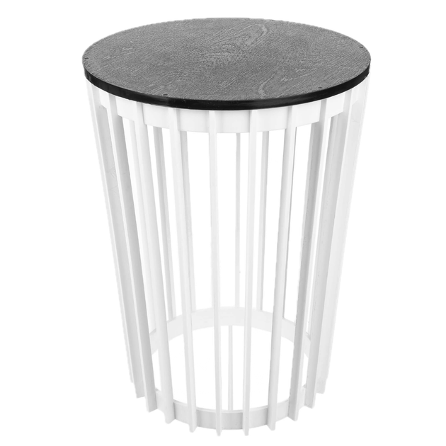 Stolik kawowy Kadax K12548 Aytre okrągły z ażurową konstrukcją 54 cm Czarno-biały (5906638323106) - obraz 1