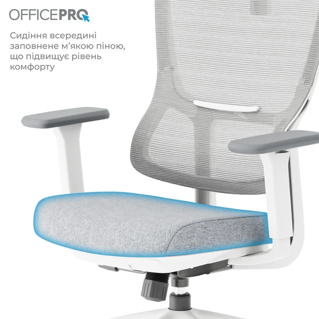 Крісло офісне OfficePro Elegant OC600-W-LG-LG - изображение 15