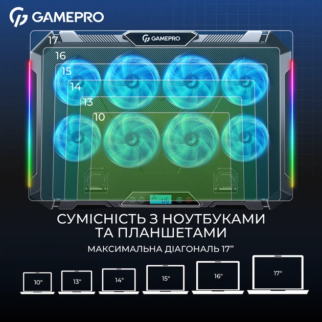 Підставка для охолодження ноутбука GamePro (CP795) - Фото 10 Підставка для охолодження ноутбука GamePro (CP795) - изображение 10