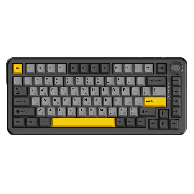 Ігрова дротова механічна клавіатура Ajazz AK820 MAX Magnetic switches-Black-Gray-Yellow-RGB - Фото 1 Ігрова дротова механічна клавіатура Ajazz AK820 MAX Magnetic switches-Black-Gray-Yellow-RGB - изображение 1