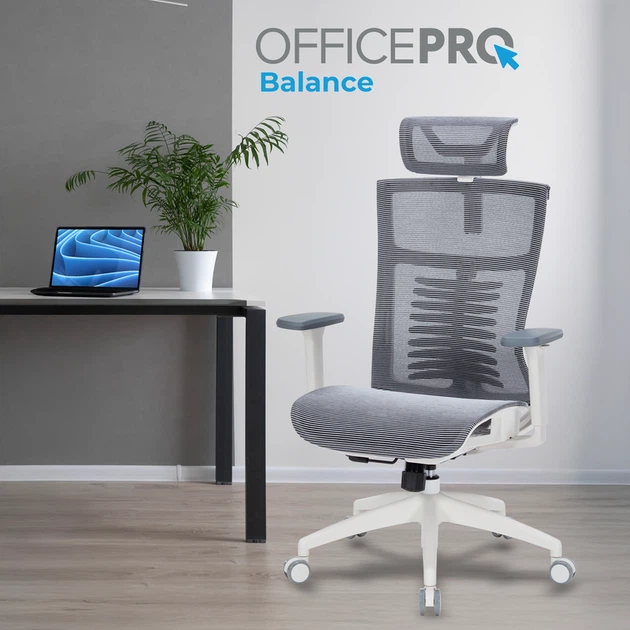 Крісло офісне OfficePro Balance OC620-W-DG-DG - Фото 7 Крісло офісне OfficePro Balance OC620-W-DG-DG - зображення 7