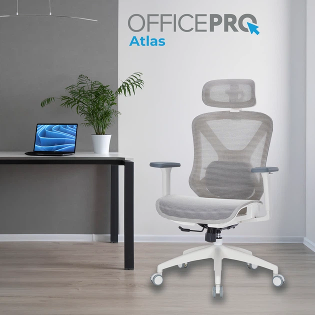 Крісло офісне Officepro Atlas OC630-W-LG-LG - изображение 7