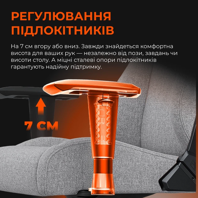 Крісло ігрове Anda Seat Novis Gray Fabric Size XL - зображення 14