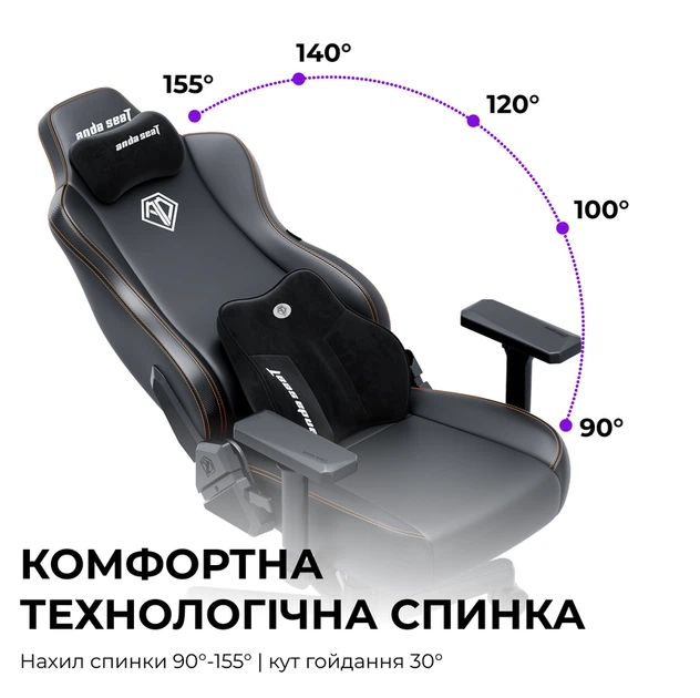 Крісло ігрове Anda Seat Novis Plus Fabric Dark Grey Size XL - изображение 11