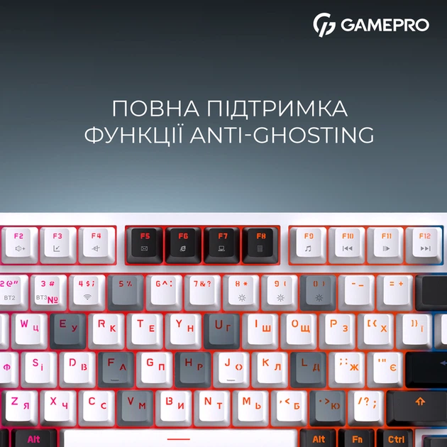 Бездротова механічна клавіатура GamePro Asgard Valhalla (MK160W Pro) 75% QLAB orange switches - Фото 15 Бездротова механічна клавіатура GamePro Asgard Valhalla (MK160W Pro) 75% QLAB orange switches - зображення 15