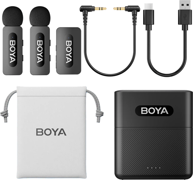 Бездротовий петличний мікрофон BOYA BY-V35 TRS for camera Black - изображение 2
