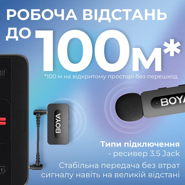 Бездротовий петличний мікрофон BOYA BY-V35 TRS for camera Black - изображение 9