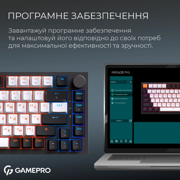 Бездротова механічна клавіатура GamePro Asgard Valhalla (MK160B Pro) 75% QLAB orange switches - зображення 8