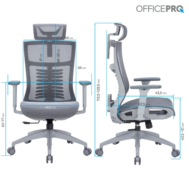 Крісло офісне OfficePro Balance OC620-G-DG-DG - Фото 13 Крісло офісне OfficePro Balance OC620-G-DG-DG - зображення 13