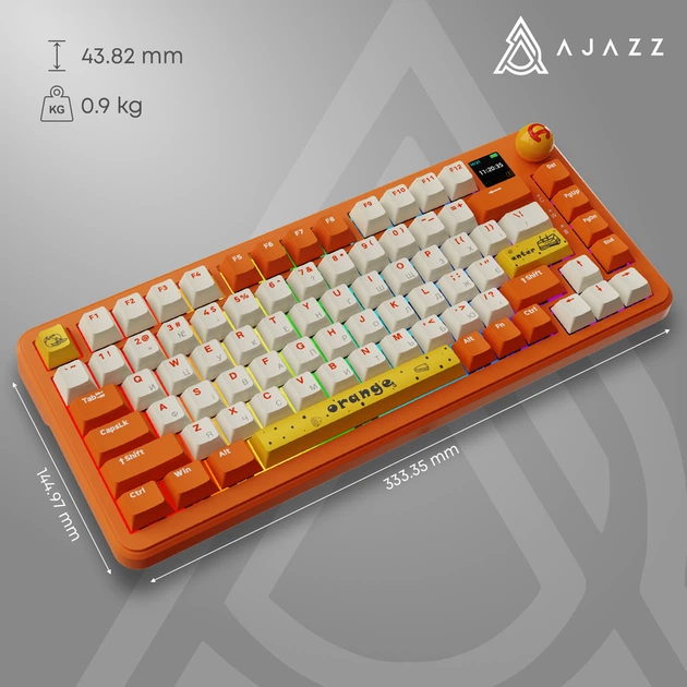 Бездротова механічна клавіатура Ajazz AK820 MAX Avocado Switch Orange-White Theme-RGB--With Screen - зображення 13
