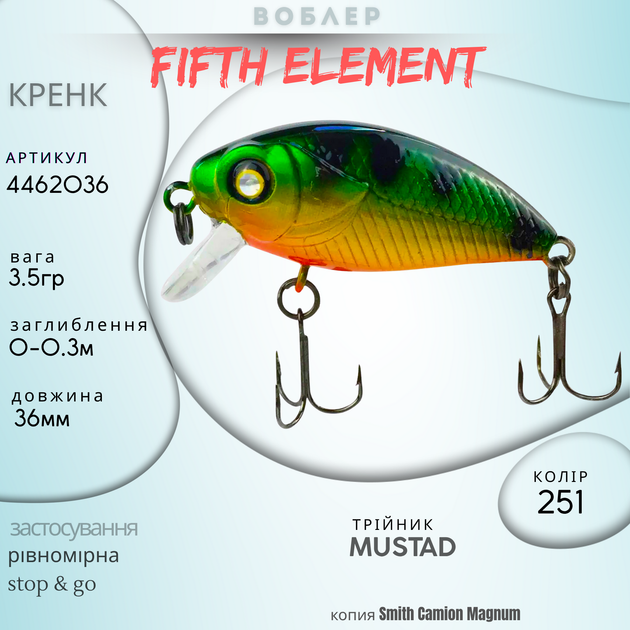 Воблер CONDOR FISHING Fifth Element 36F 36мм 35г 0-0,3м #251 (44620,36_36_251) - зображення 3