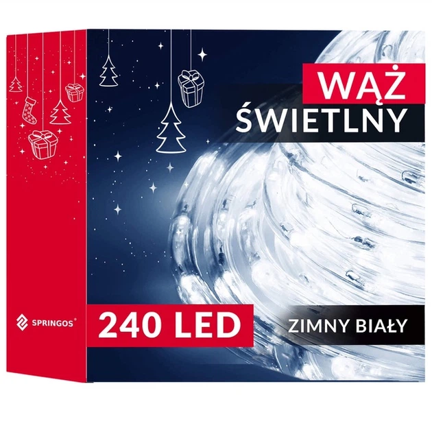 Wąż świetlny Springos CL4114 240 LED 11.5 m Biały zimny (5907719465180) - obraz 10