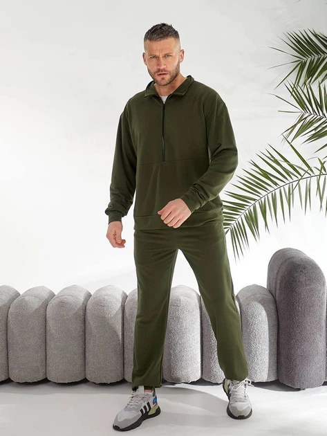 Чоловічий спортивний костюм на блискавці (кофта+штани) Uaclothes 54-56 Хакі (like36359-167821359) - изображение 2