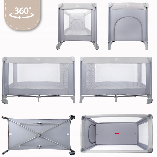 Кроватка манеж 60x120см серый MalPlay - Фото 8 Кроватка манеж 60x120см серый MalPlay - изображение 8