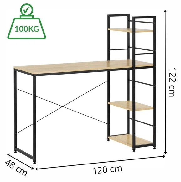 Biurko komputerowe SPRINGOS HF0047 regał z półkami Jasnobrązowy (5908455305051) - obraz 11