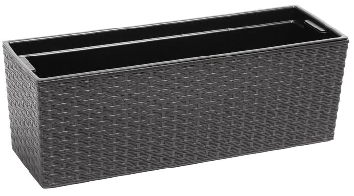 Горщик Балконна скринька Kadax Begonia Rattan з ручками 19x56 см Графіт (5903699428931) - зображення 2