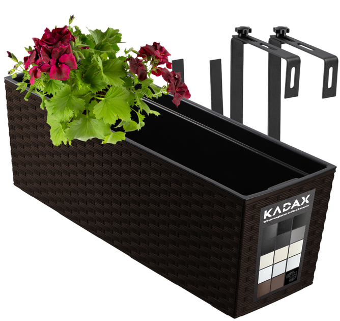 Горщик Балконна скринька Kadax Begonia Rattan з ручками 19x56 см Мокка (5903699428955) - зображення 3