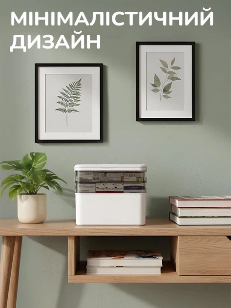 Контейнер для хранения лекарств 11 л домашняя дорожная сумка медицинская Hausland компактная переносная 3 яруса таблетка органайзер для бадов 16×29.7×23.7 см белый (02650002) - изображение 7