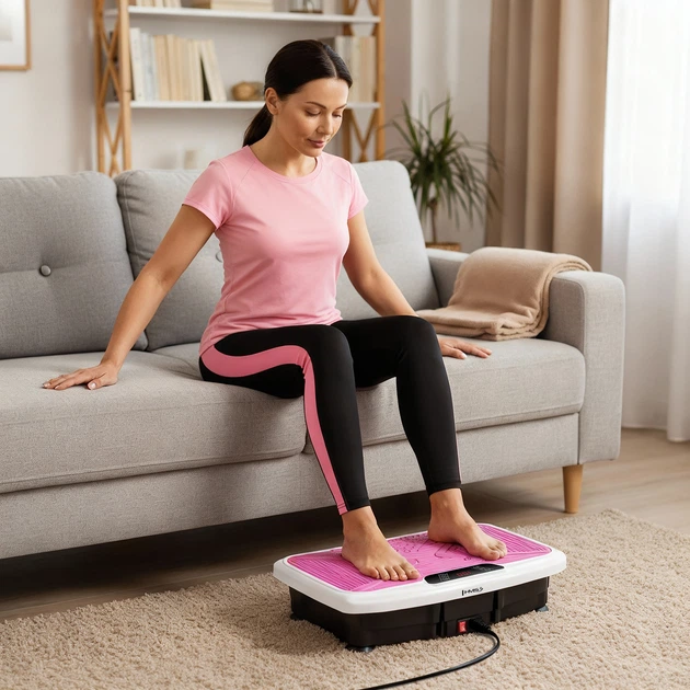 Platforma wibracyjna HMS SVP45 z linkami treningowymi Różowa (5908261686337)  - obraz 11