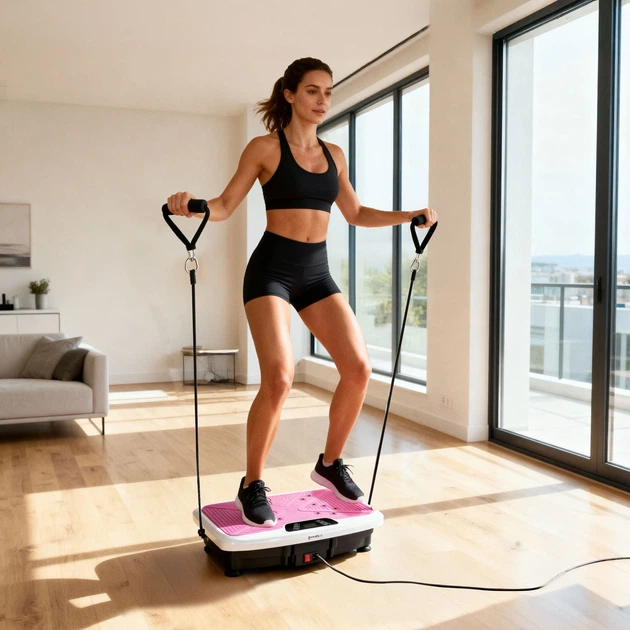 Platforma wibracyjna HMS SVP45 z linkami treningowymi Różowa (5908261686337)  - obraz 12