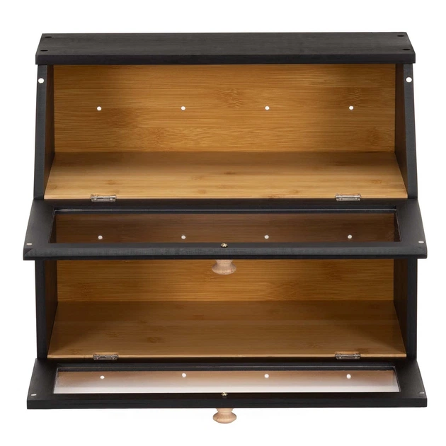 Chlebak Springos bambusowy dwupoziomowy Czarny (5908455306140) - obraz 2