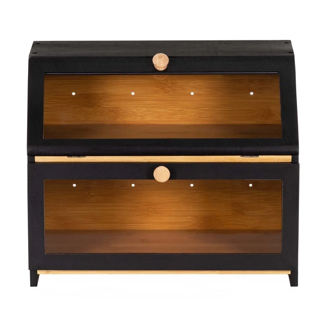 Chlebak Springos bambusowy dwupoziomowy Czarny (5908455306140) - obraz 3