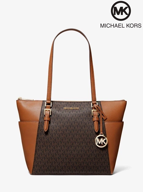 Жіноча сумка MICHAEL Michael Kors Charlotte Large Logo and Leather Top-Zip Tote Bag (35T0GCFT3B) - зображення 4